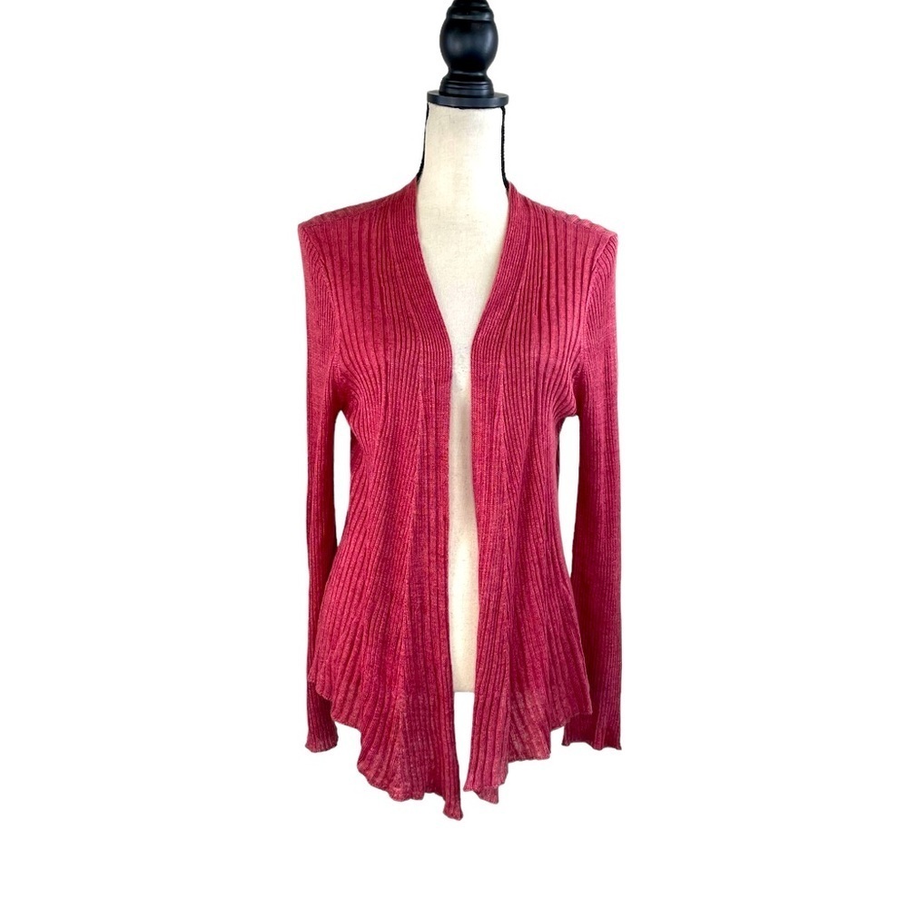 Eileen Fisher Open front 100% Linen Waterfall Cardigan M